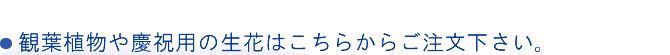 観葉植物や慶祝用の生花はこちらからご注文下さい。