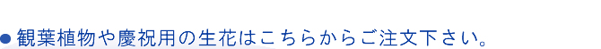 観葉植物や慶祝用の生花はこちらからご注文下さい。
